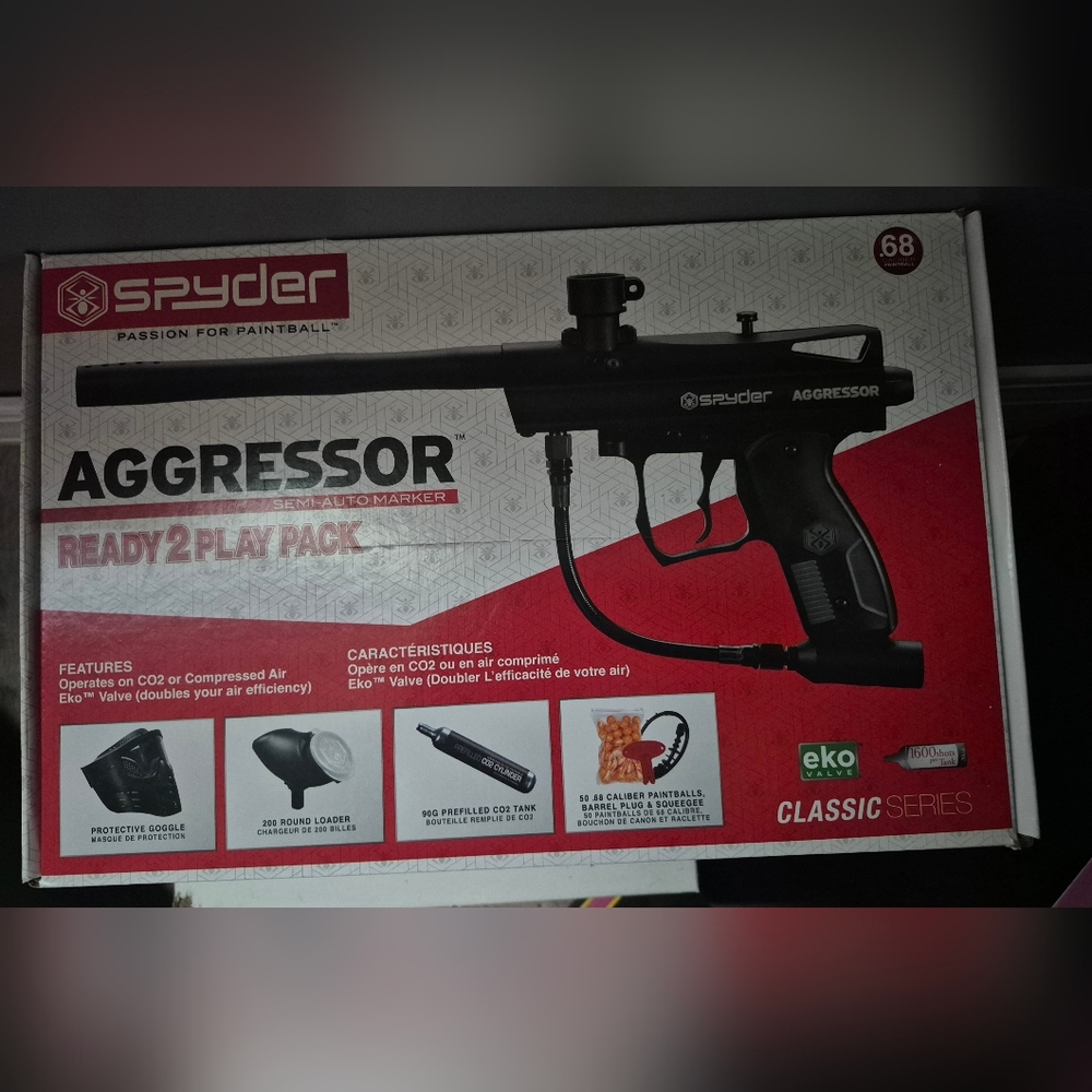 Spyder Aggressor Semi-Auto Marker in Black and Red